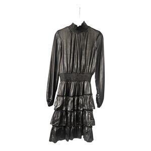 Nanette Lepore Dress Size 6 Smocked Neck/Waist Tiered Shimmery Button Closure